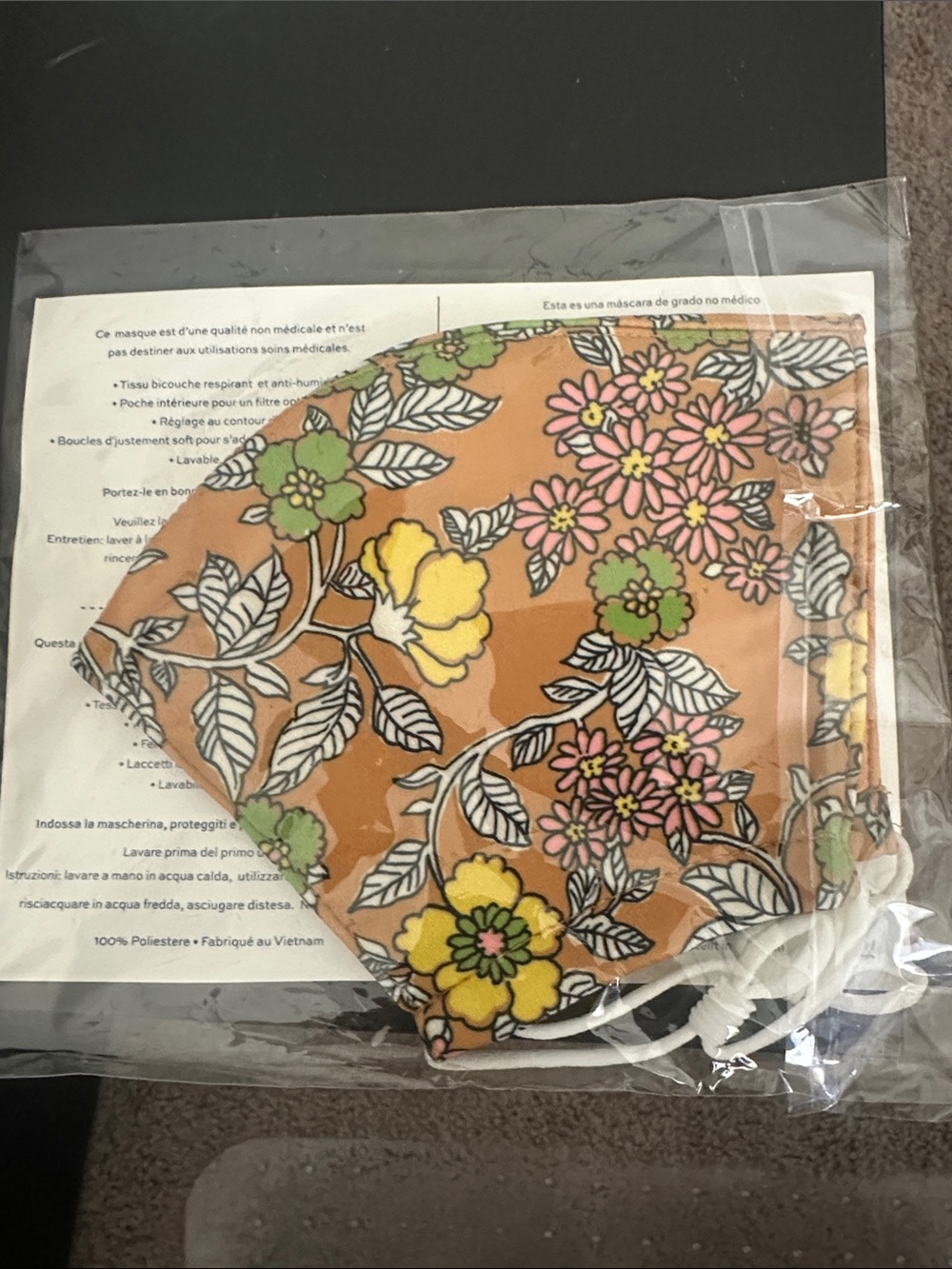 Tory Burch Floral Face Mask - Orange, Yellow, Pink, Green